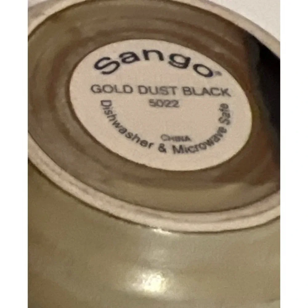 Set of 2 Sango 5022‎ Gold Dust Black Stoneware Ice Cream Bowls 5